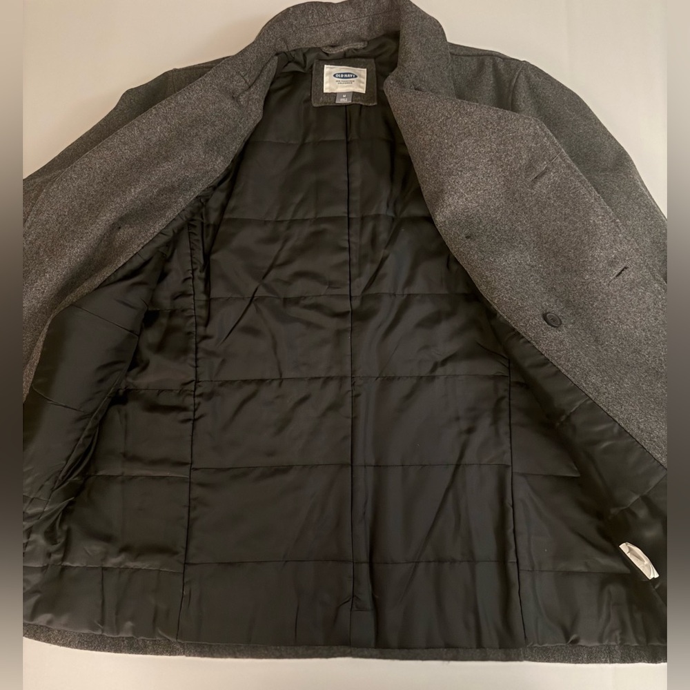 NWT Old Navy Men’s Double Breasted Pea Coat Gray Size M - Picture 5 of 9